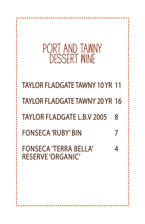 Butcher and The Boar Dessert Menu